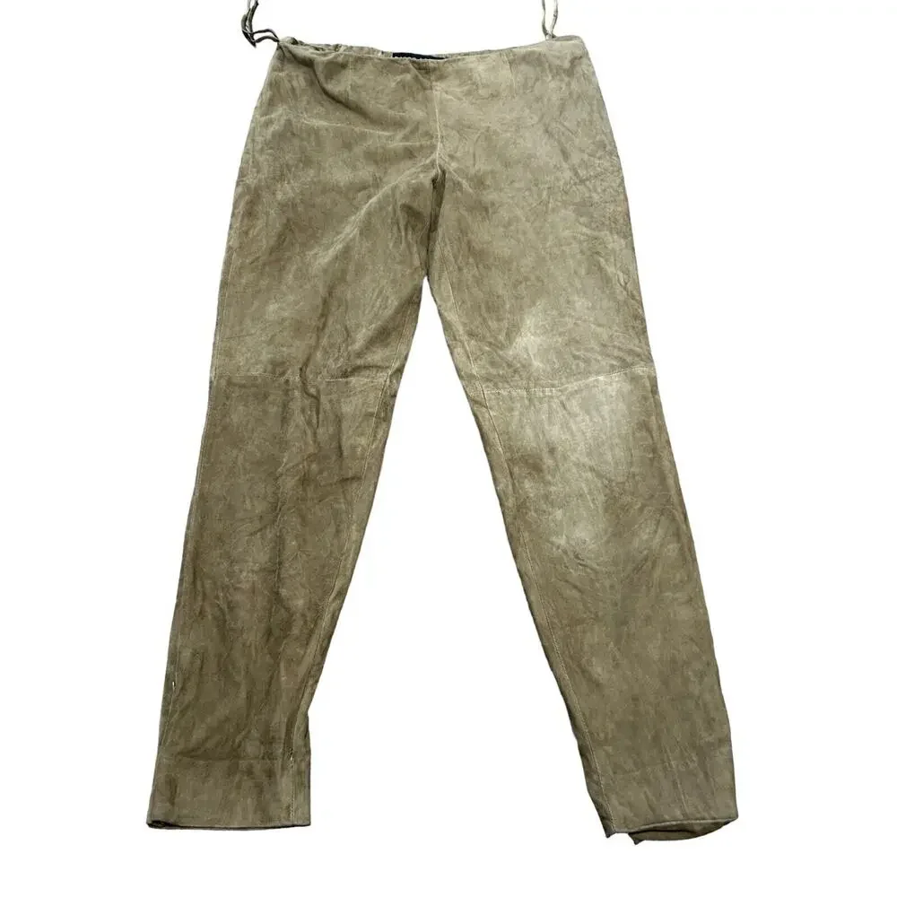 Ralph Lauren Pants Womens Size 8‎ Brown 100% Goat Suede Straight Leg Black Label